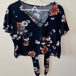 Floral Crop top with cross